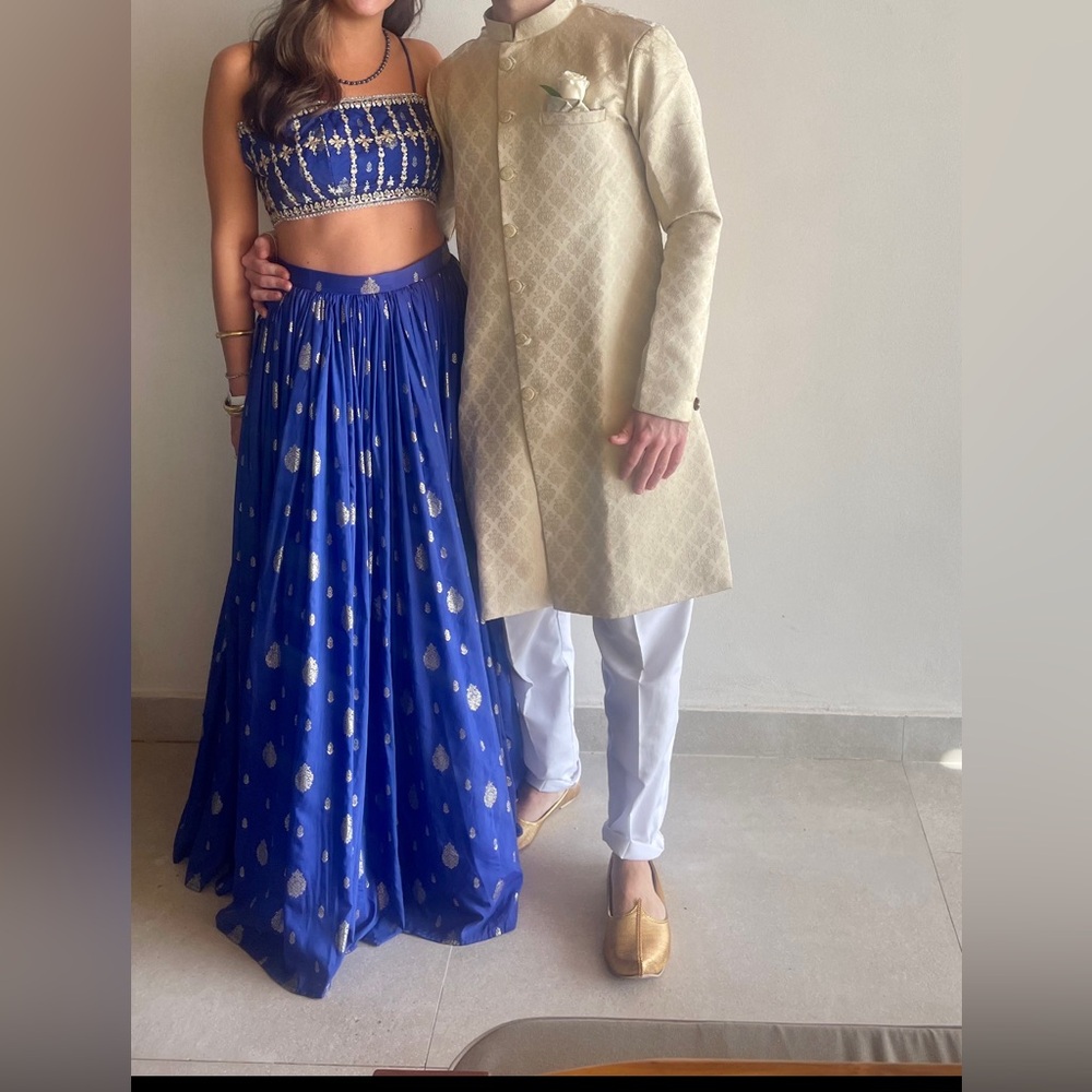 Royal Blue embroidered lehenga set from Lashkaraa